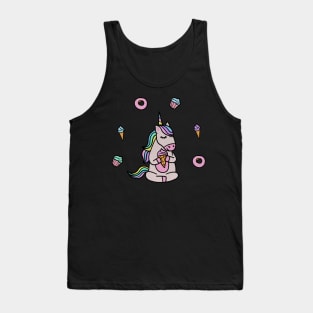 Cute Unicorn Yoga Meditating, Dessert Lover Tank Top